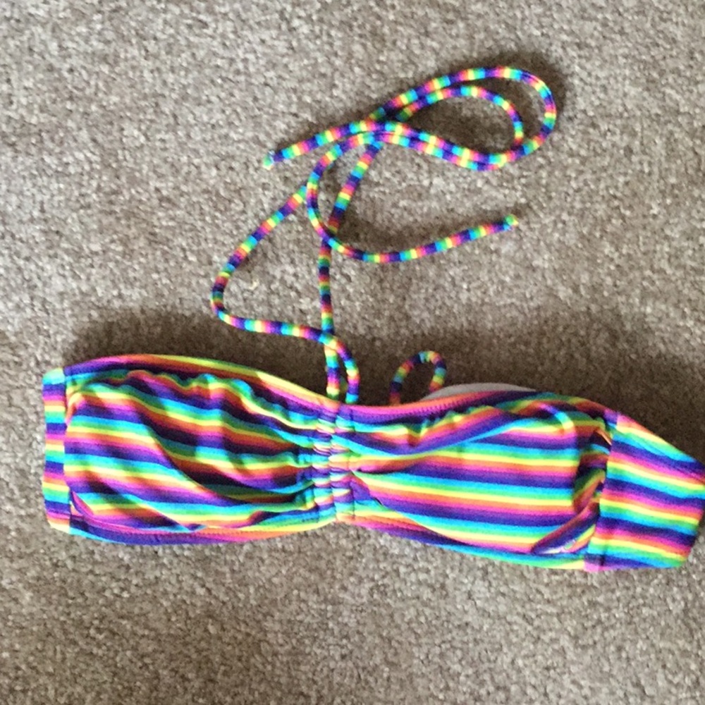 Juniors rainbow bikini halter top
